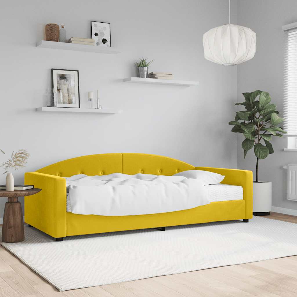 Lit de jour avec matelas jaune 90x200 cm velours - XIOS
