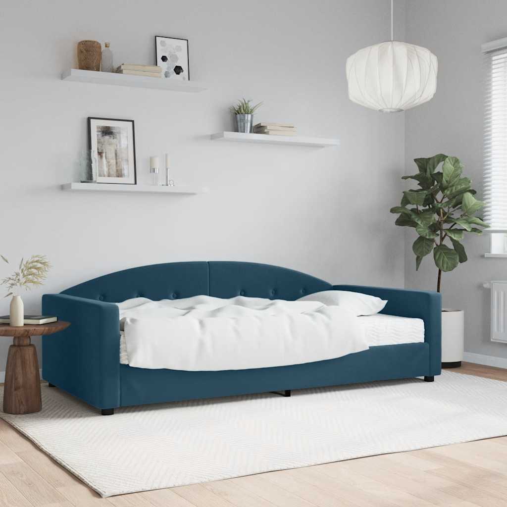 Lit de jour avec matelas bleu 100x200 cm velours - XIOS