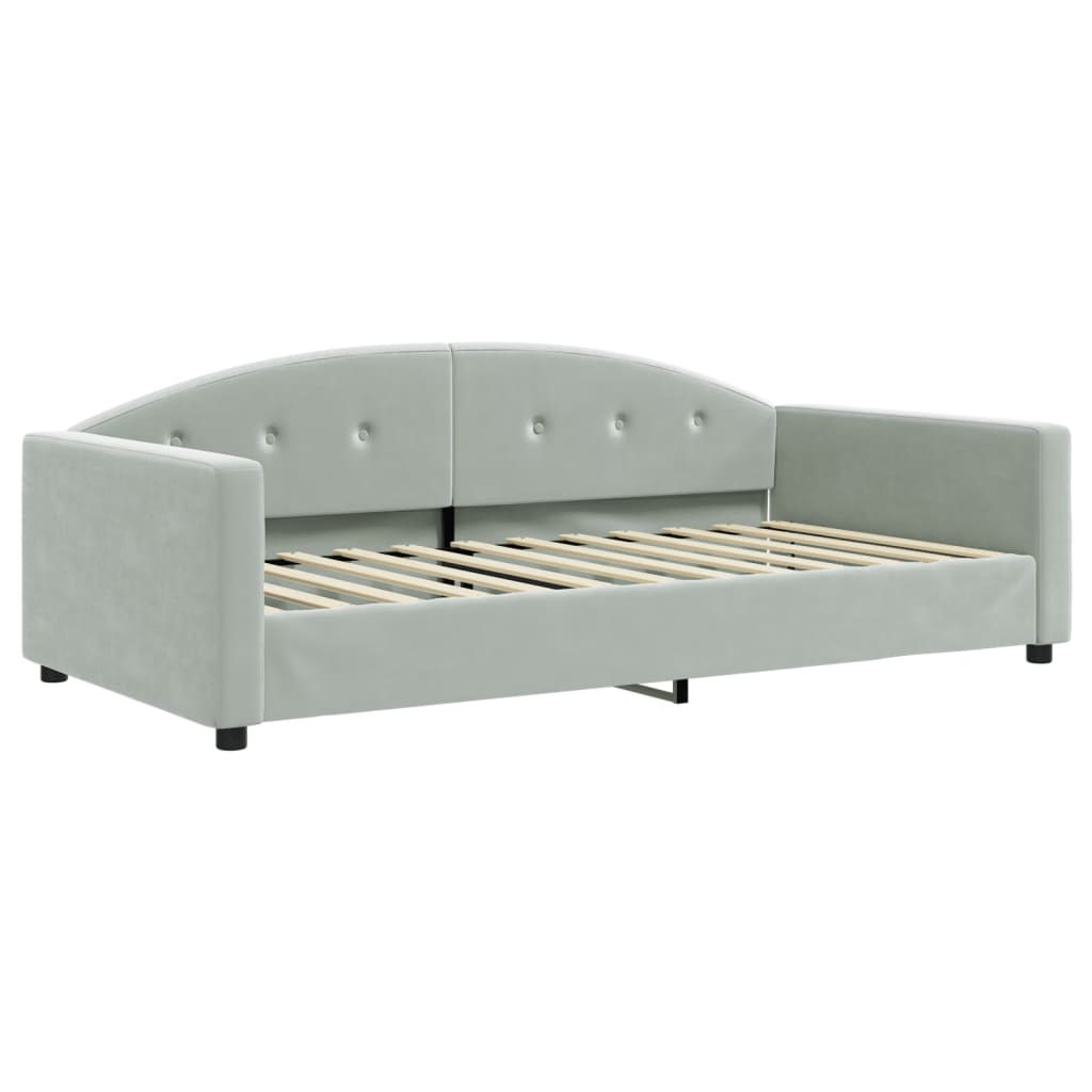 Lit de jour avec matelas gris clair 100x200 cm velours - XIOS