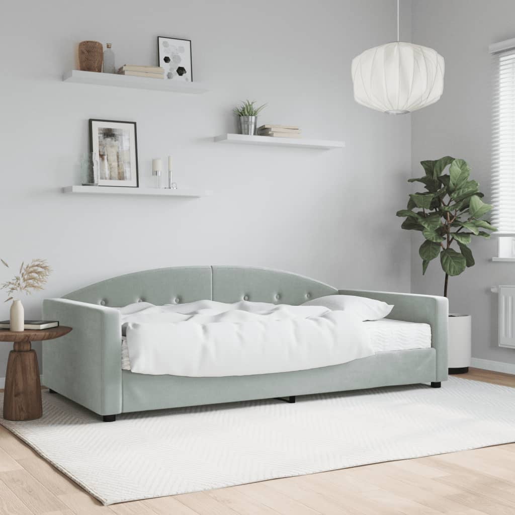 Lit de jour avec matelas gris clair 100x200 cm velours - XIOS