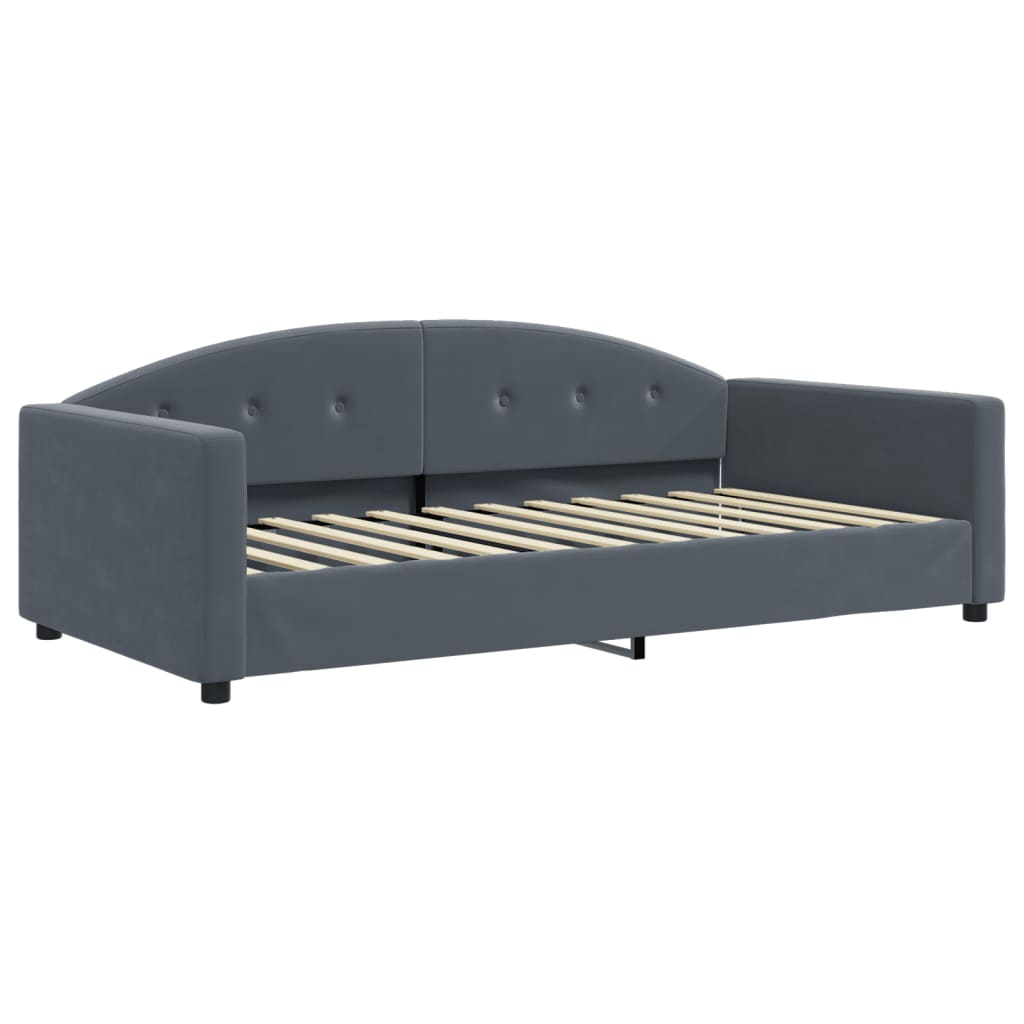 Lit de jour avec matelas gris foncé 100x200 cm velours - XIOS
