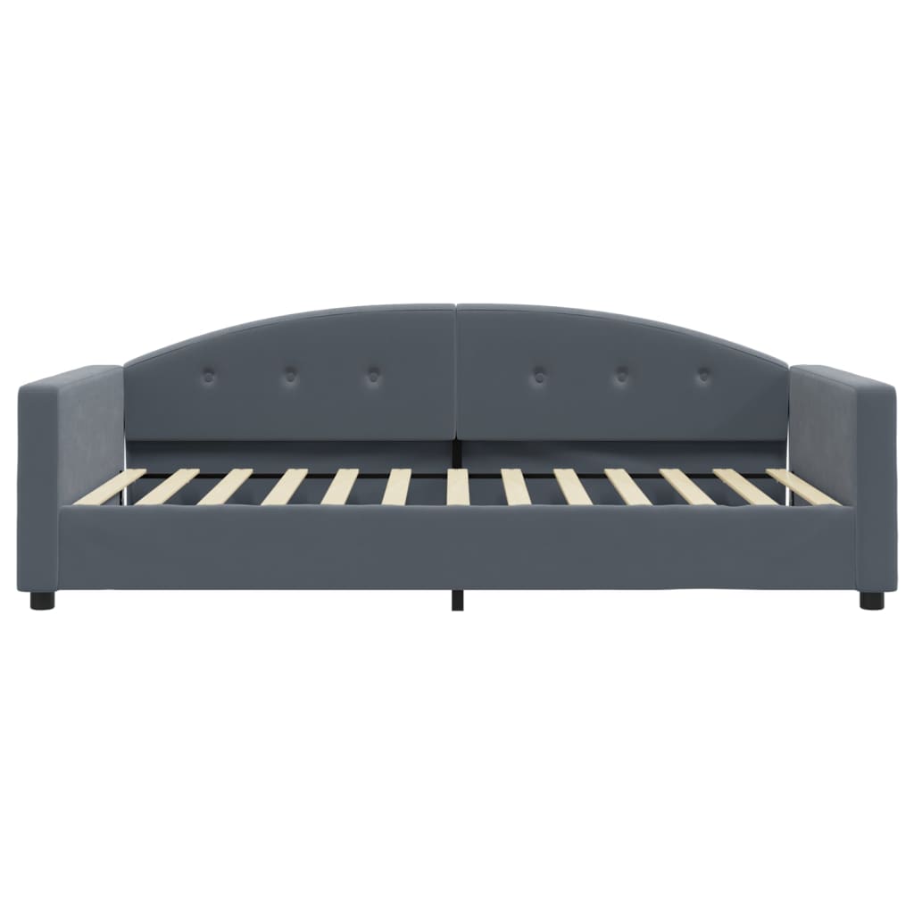 Lit de jour avec matelas gris foncé 100x200 cm velours - XIOS