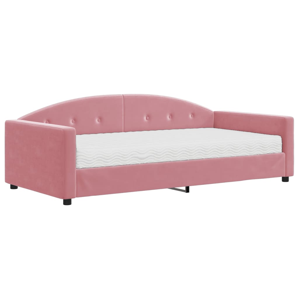 Lit de jour avec matelas rose 100x200 cm velours - XIOS
