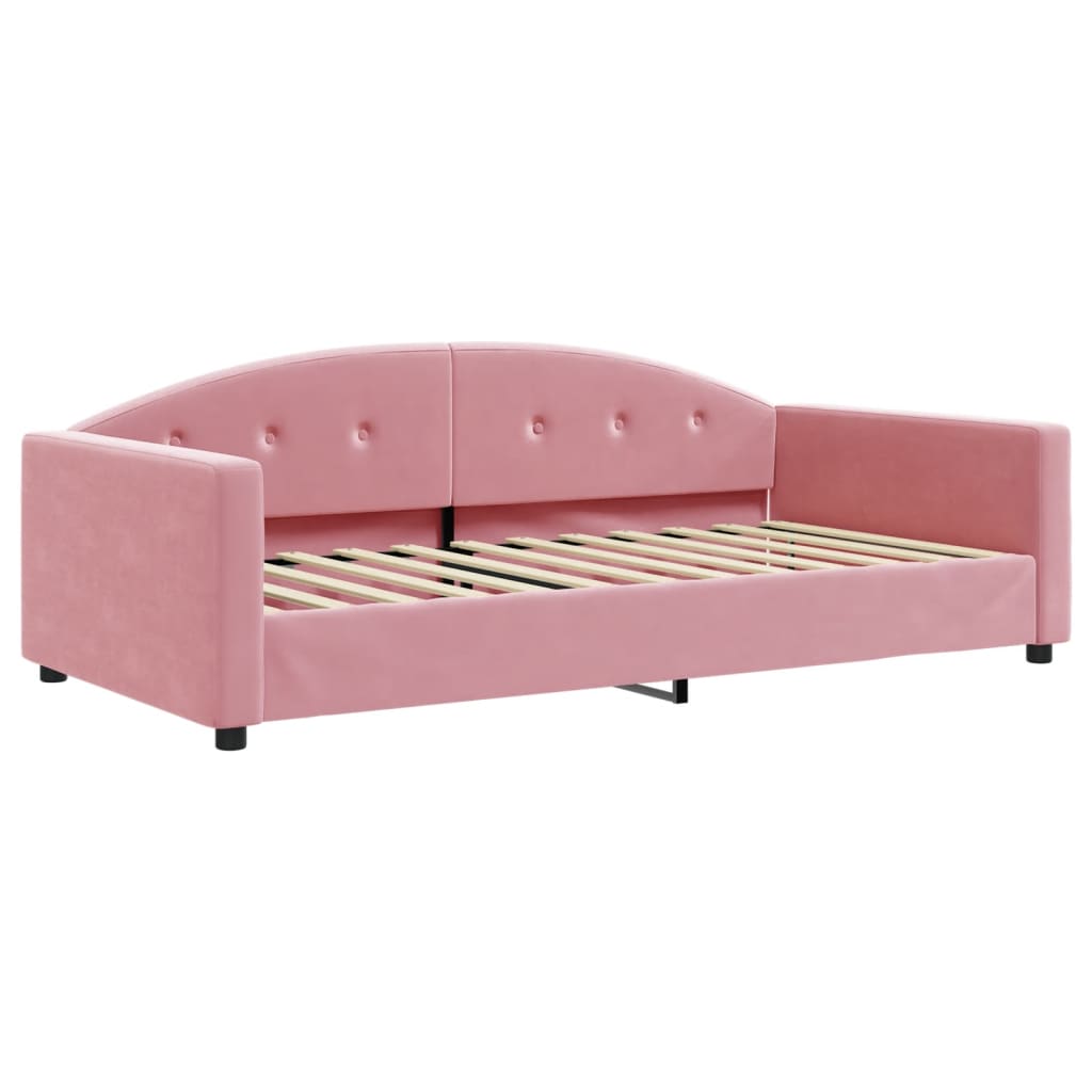 Lit de jour avec matelas rose 100x200 cm velours - XIOS