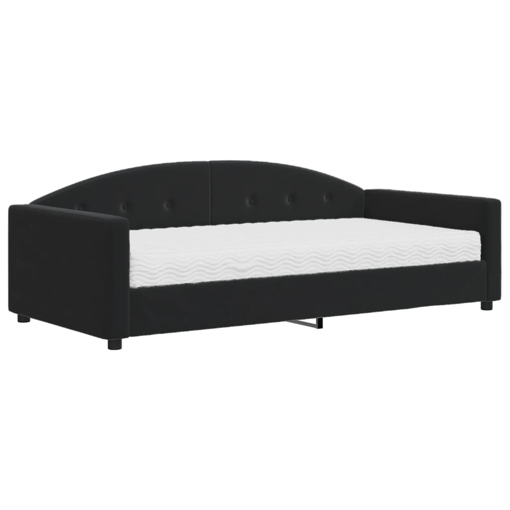 Lit de jour avec matelas noir 100x200 cm velours - XIOS