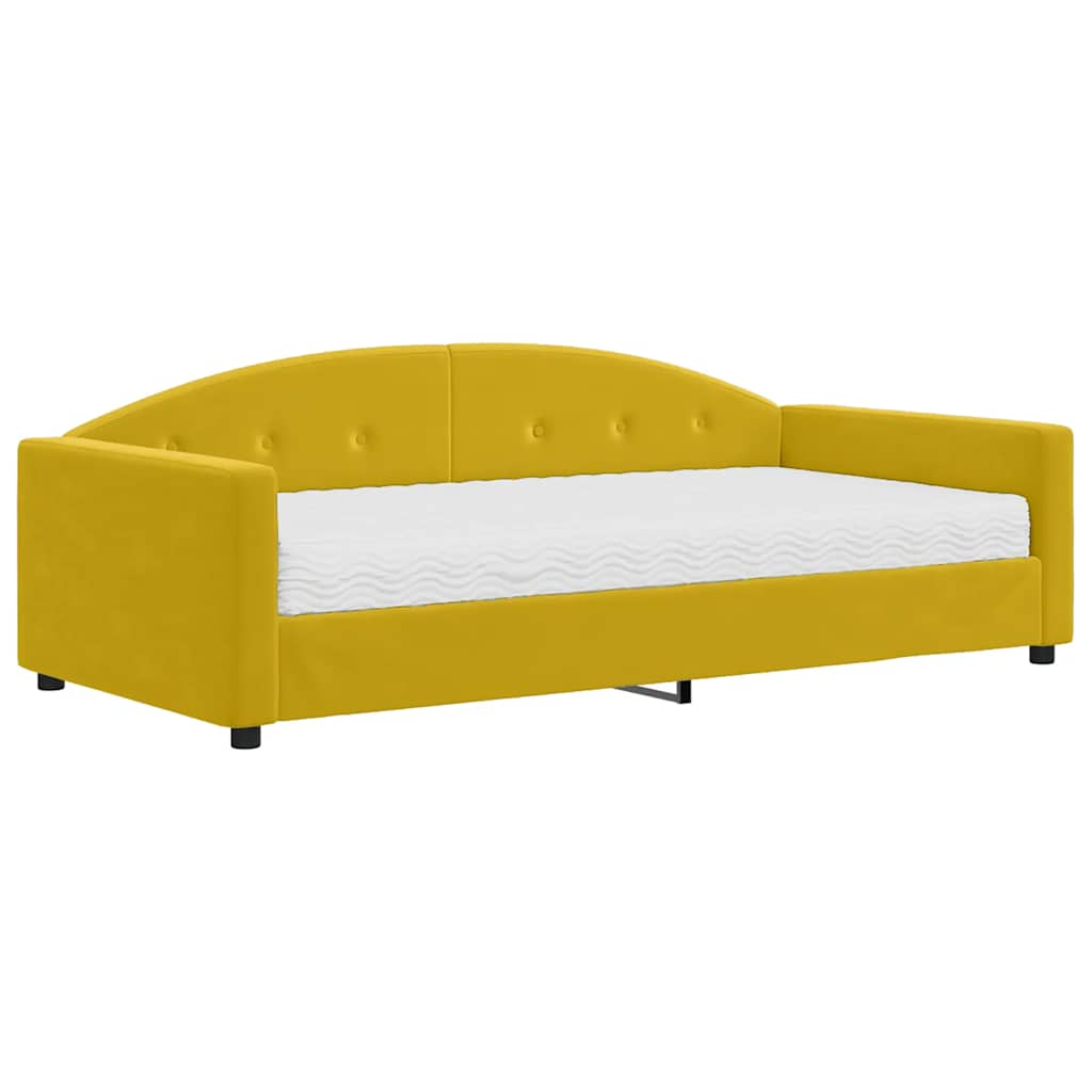 Lit de jour avec matelas jaune 100x200 cm velours - XIOS