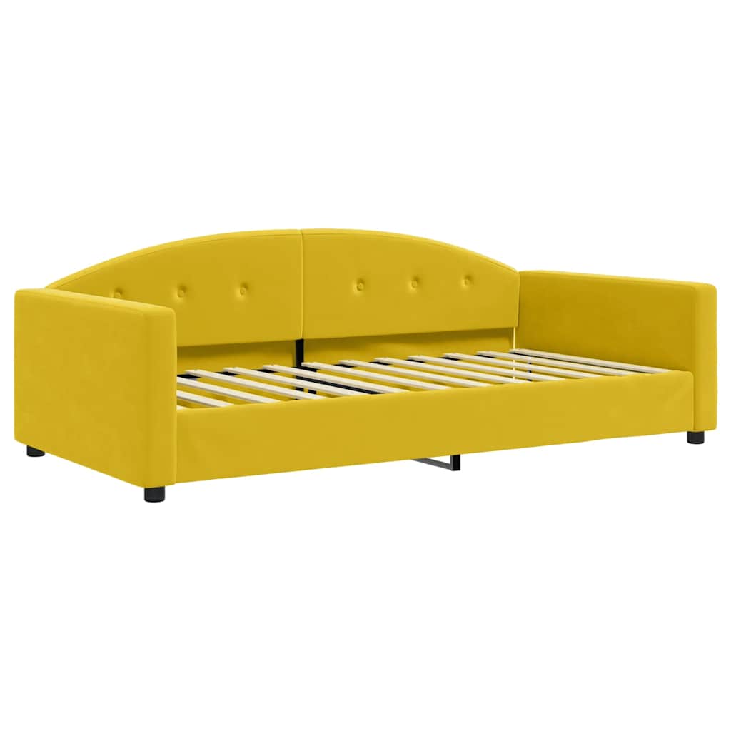 Lit de jour avec matelas jaune 100x200 cm velours - XIOS