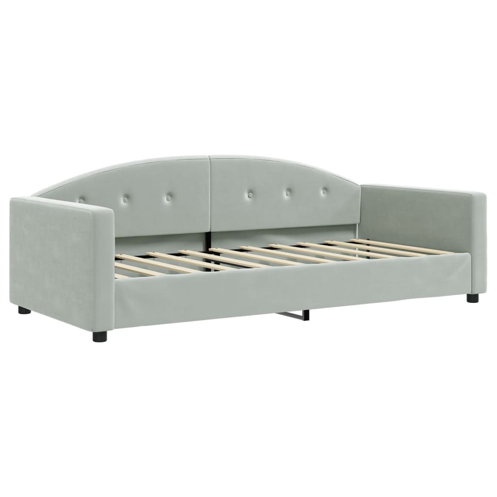 Lit de jour avec matelas gris clair 90x190 cm velours - XIOS