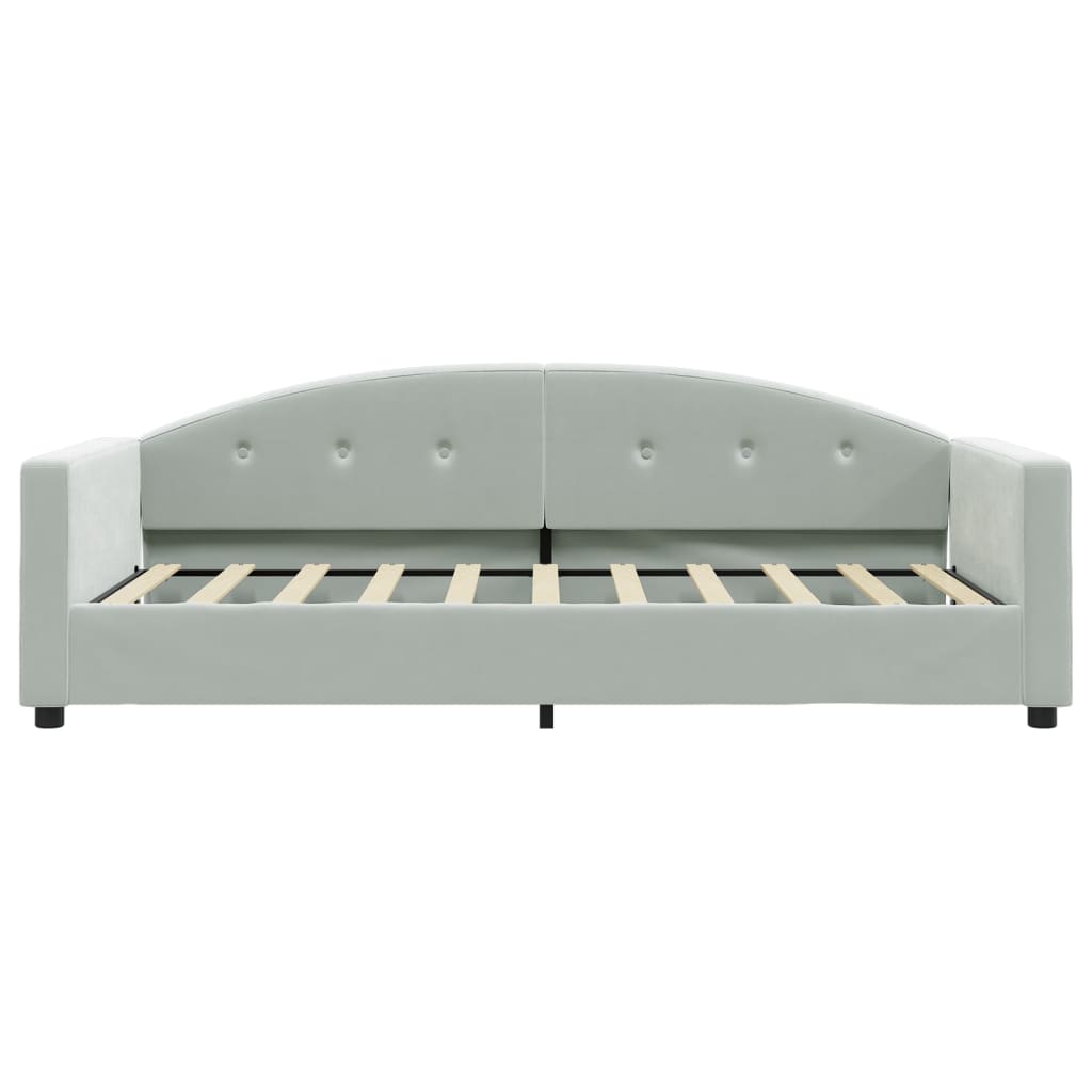 Lit de jour avec matelas gris clair 90x190 cm velours - XIOS
