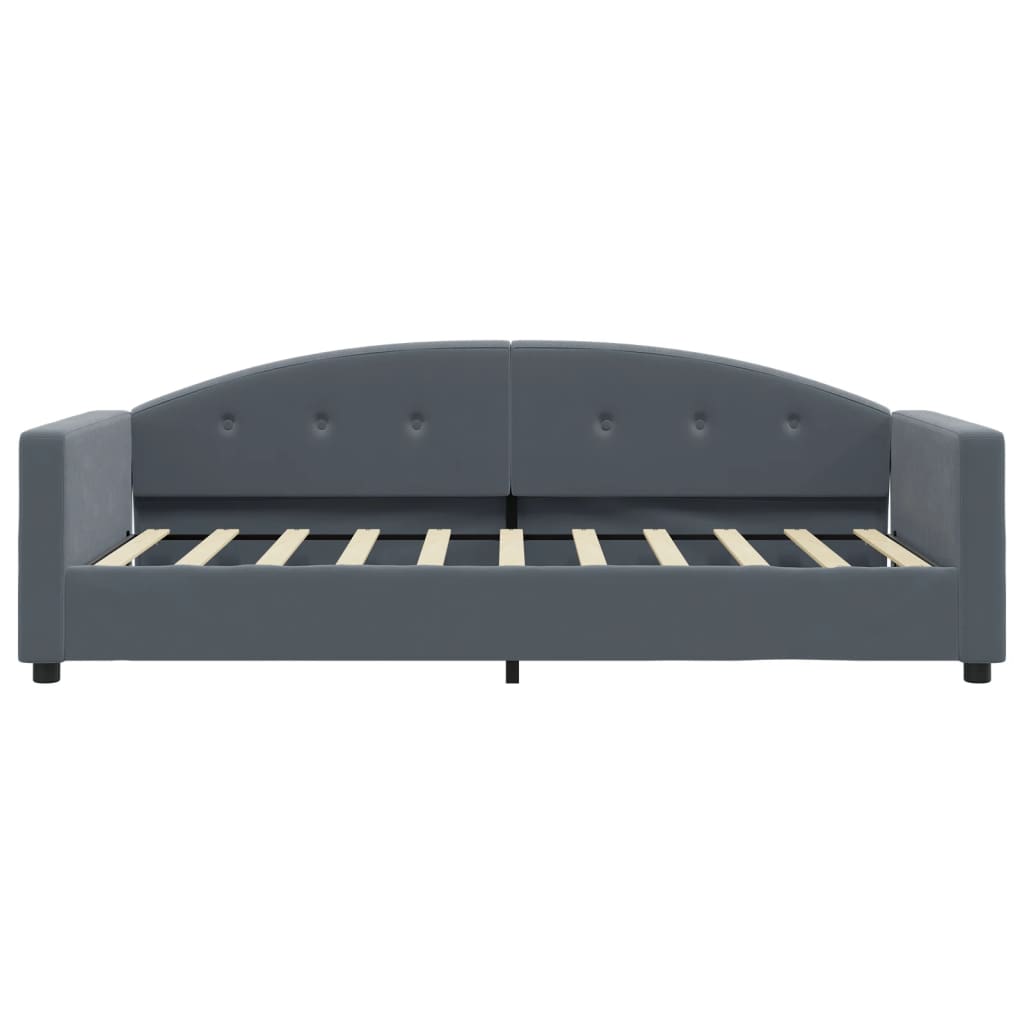 Lit de jour avec matelas gris foncé 90x190 cm velours - XIOS