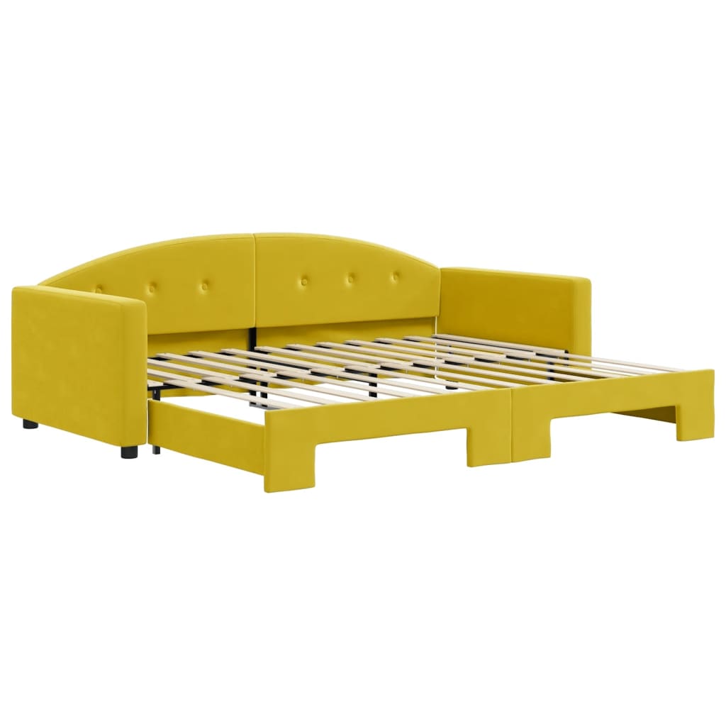 Lit de jour avec lit gigogne jaune 90x200 cm velours - XIOS
