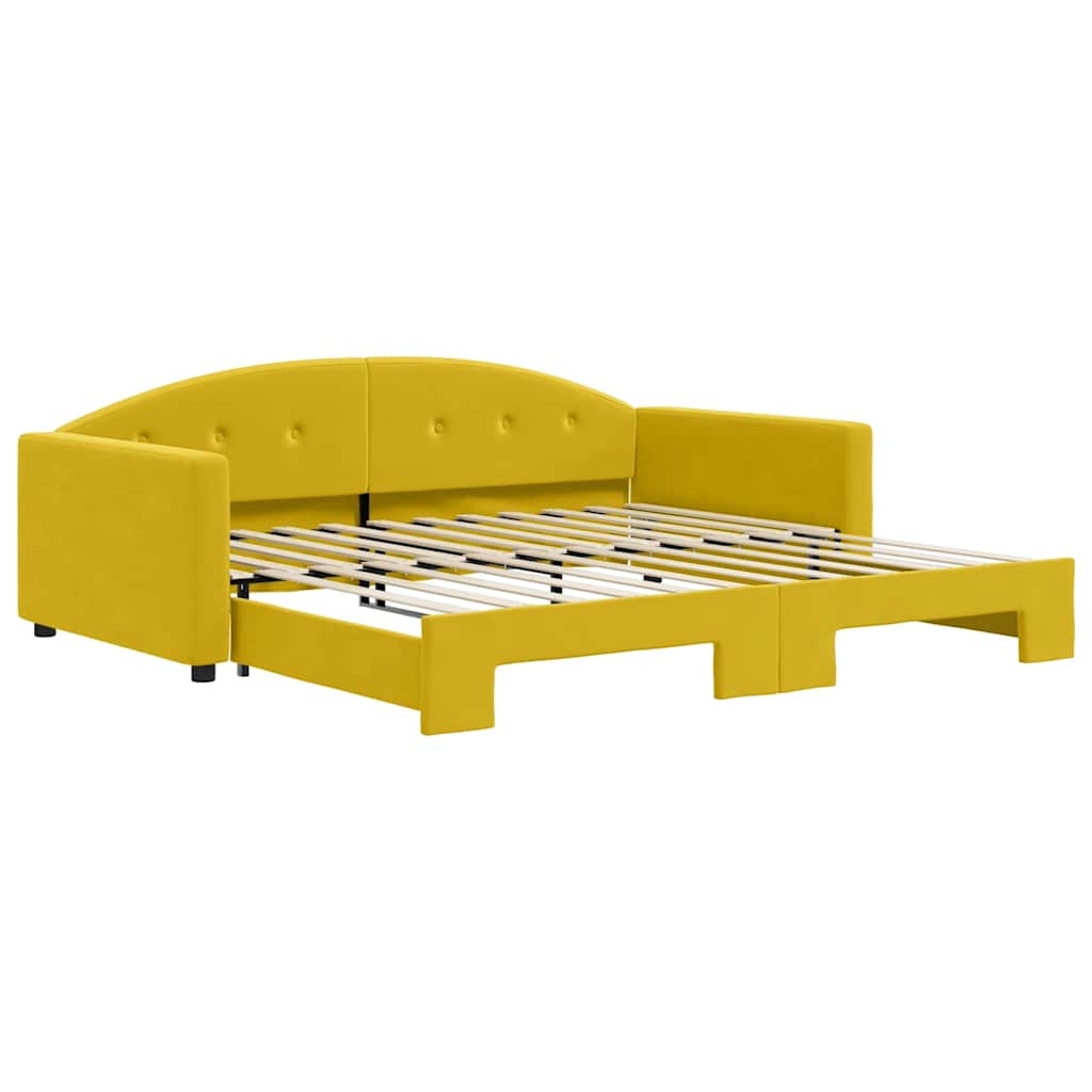 Lit de jour avec lit gigogne jaune 100x200 cm velours