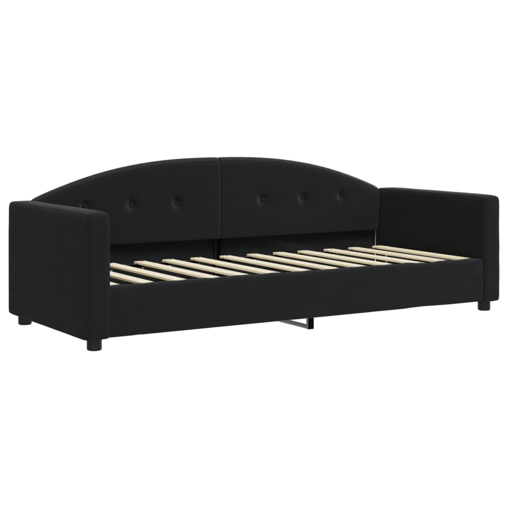 Lit de jour avec lit gigogne et matelas noir 80x200 cm velours - XIOS