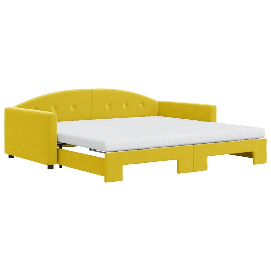 Lit de jour avec gigogne et matelas jaune 100x200 cm velours - XIOS