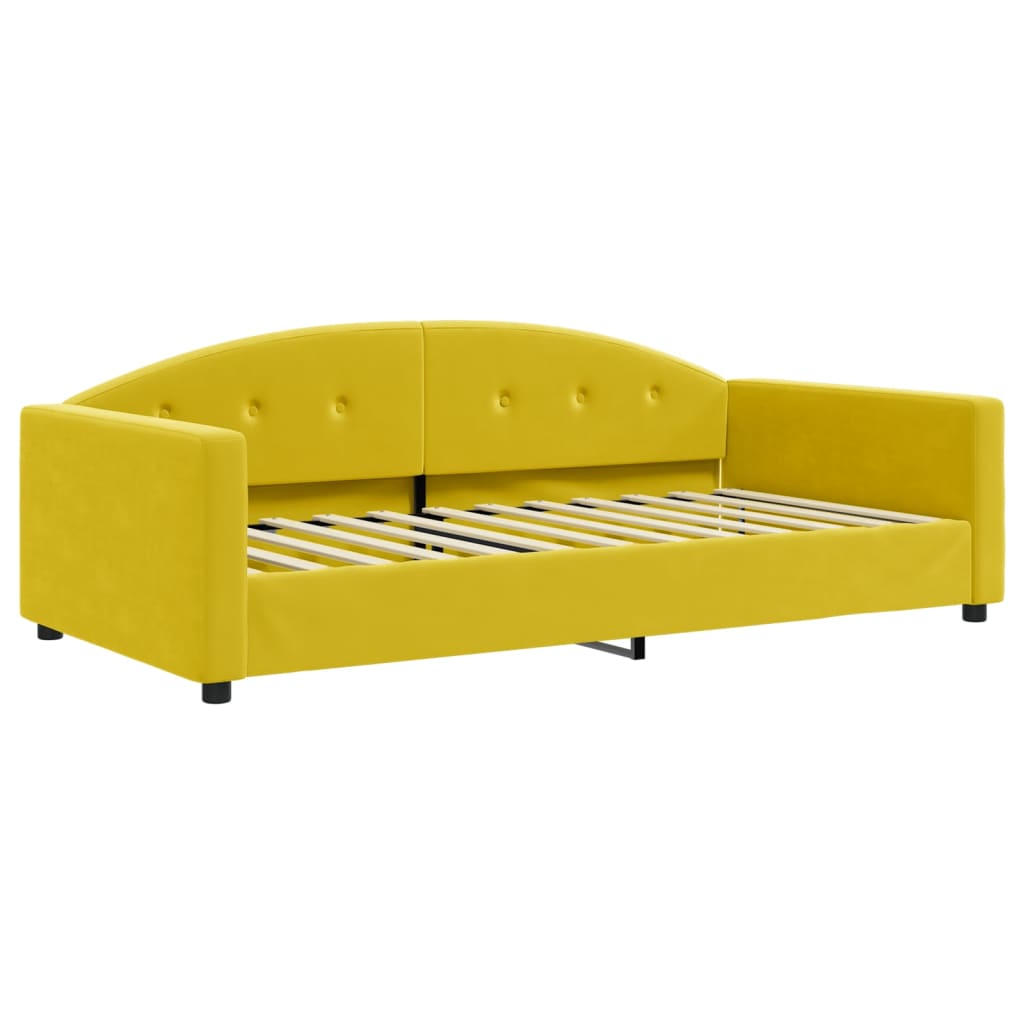 Lit de jour avec gigogne et matelas jaune 100x200 cm velours - XIOS