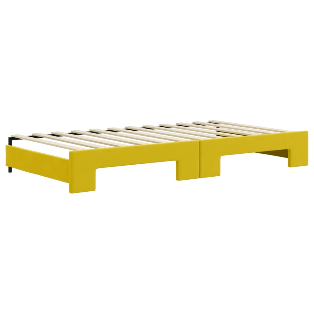 Lit de jour avec gigogne et matelas jaune 100x200 cm velours - XIOS