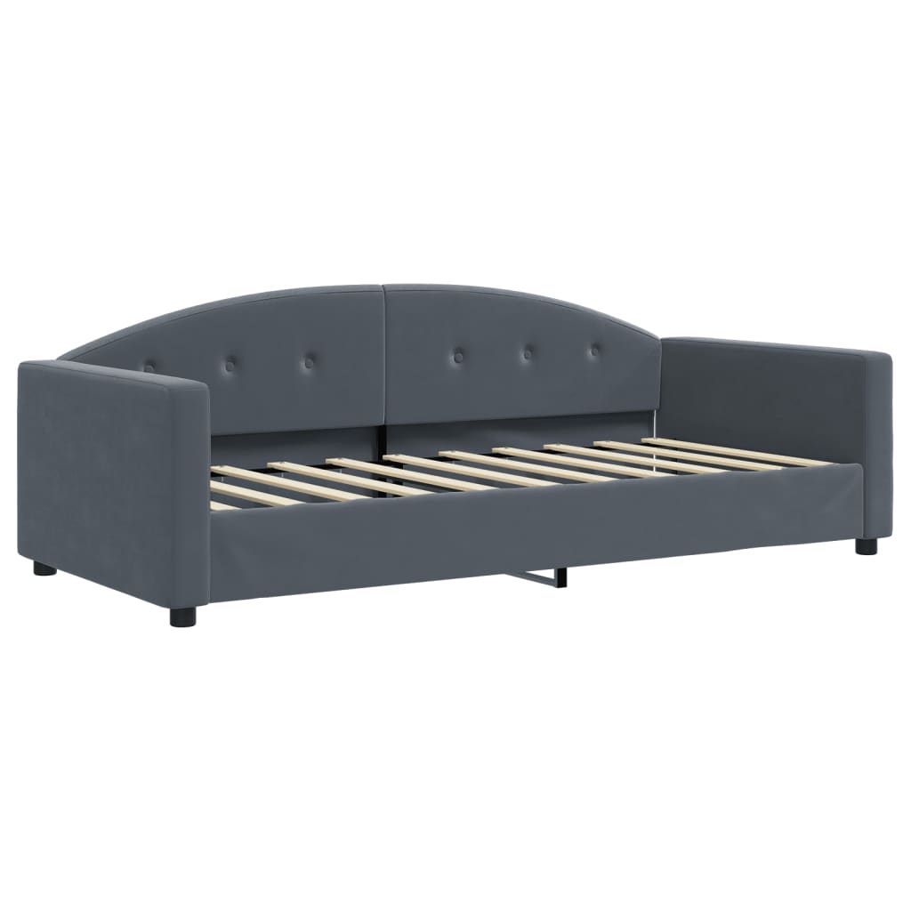 Lit de jour avec gigogne et matelas gris foncé 90x190cm velours - XIOS