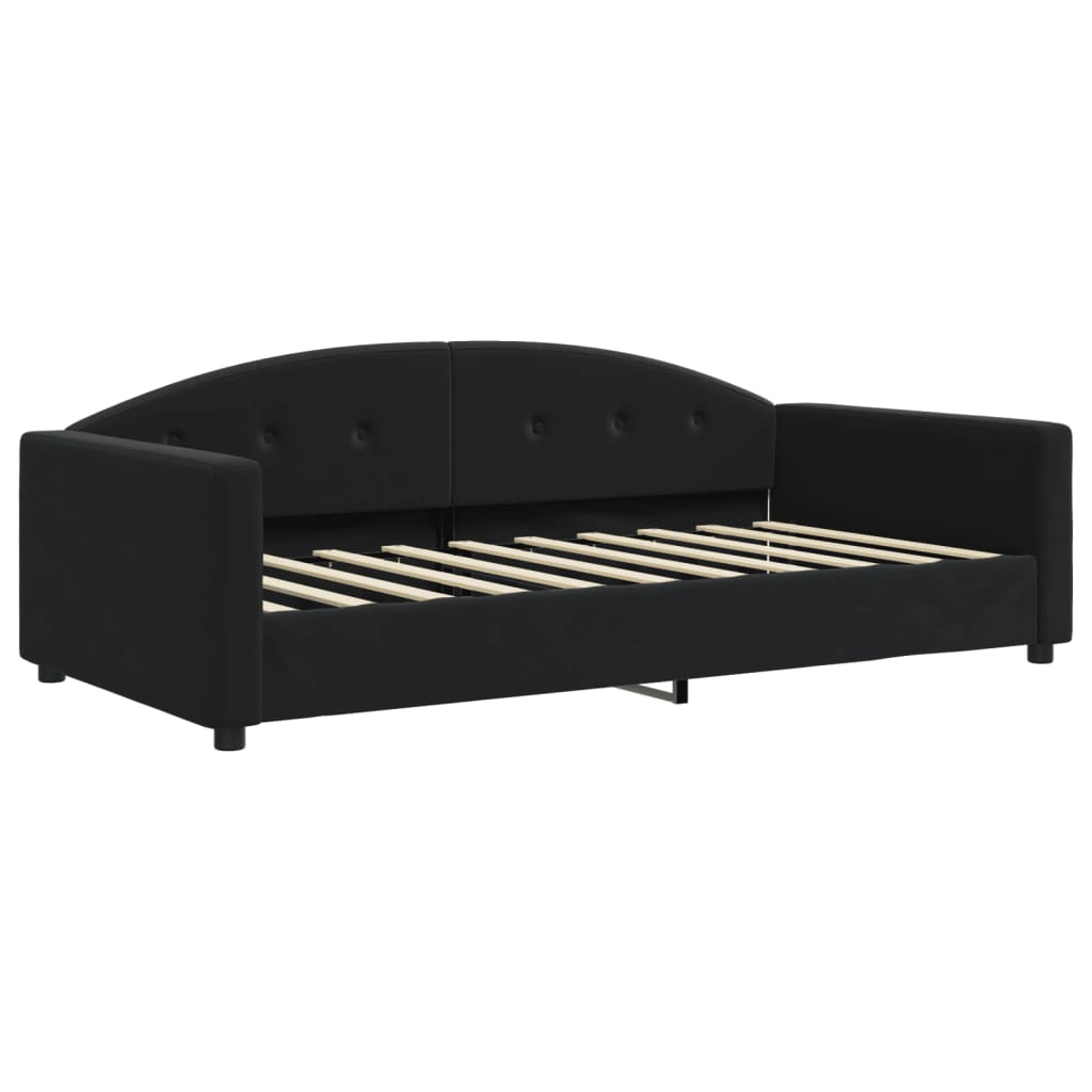 Lit de jour avec gigogne et matelas noir 90x190 cm velours - XIOS