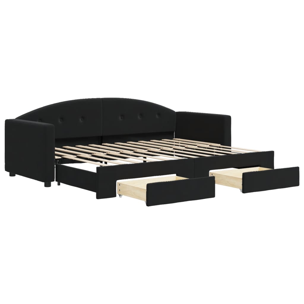 Lit de jour avec gigogne et tiroirs sans matelas noir 80x200 cm - XIOS