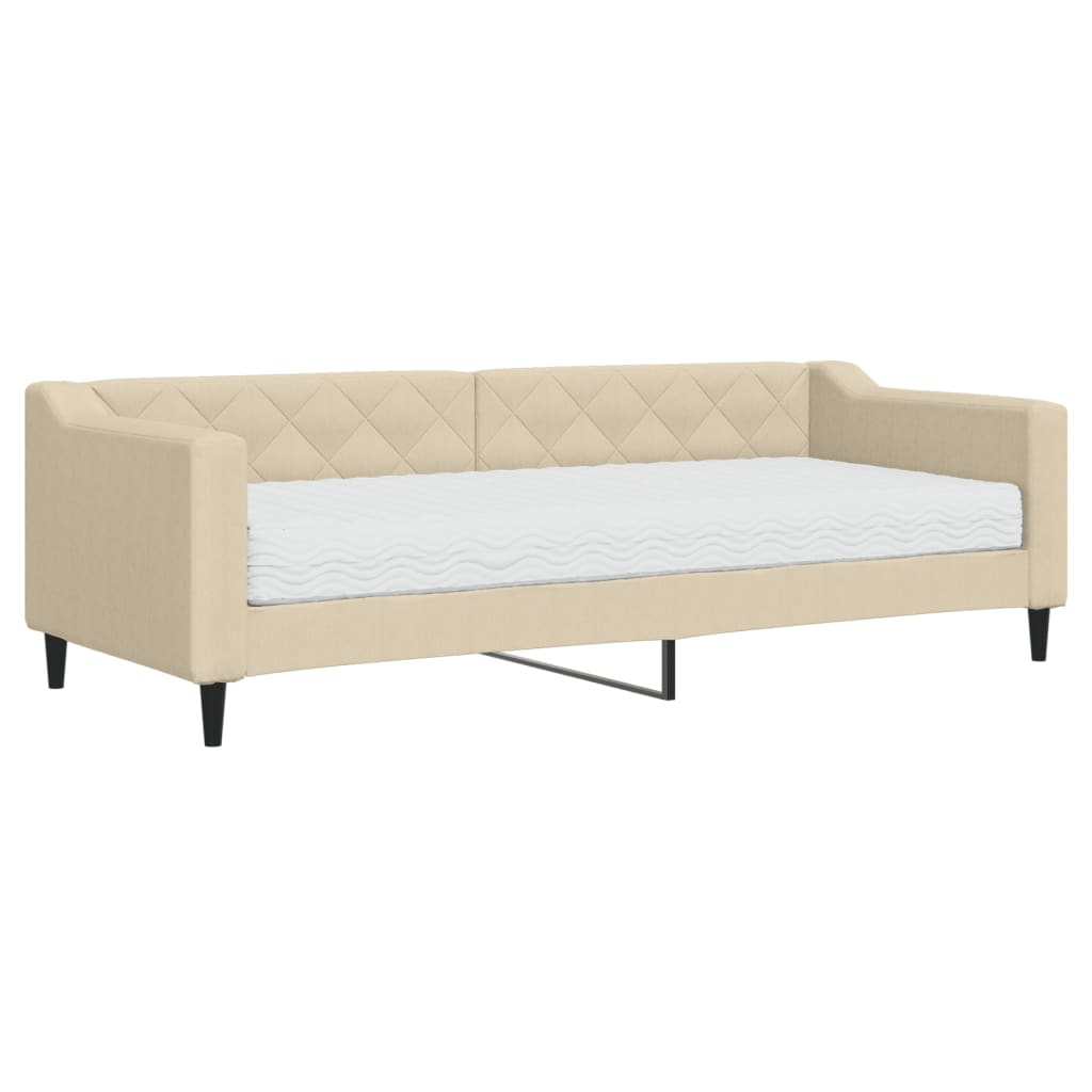 Lit de jour avec matelas crème 80x200 cm tissu - XIOS