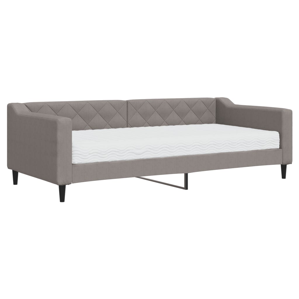 Lit de jour avec matelas taupe 90x200 cm tissu - XIOS