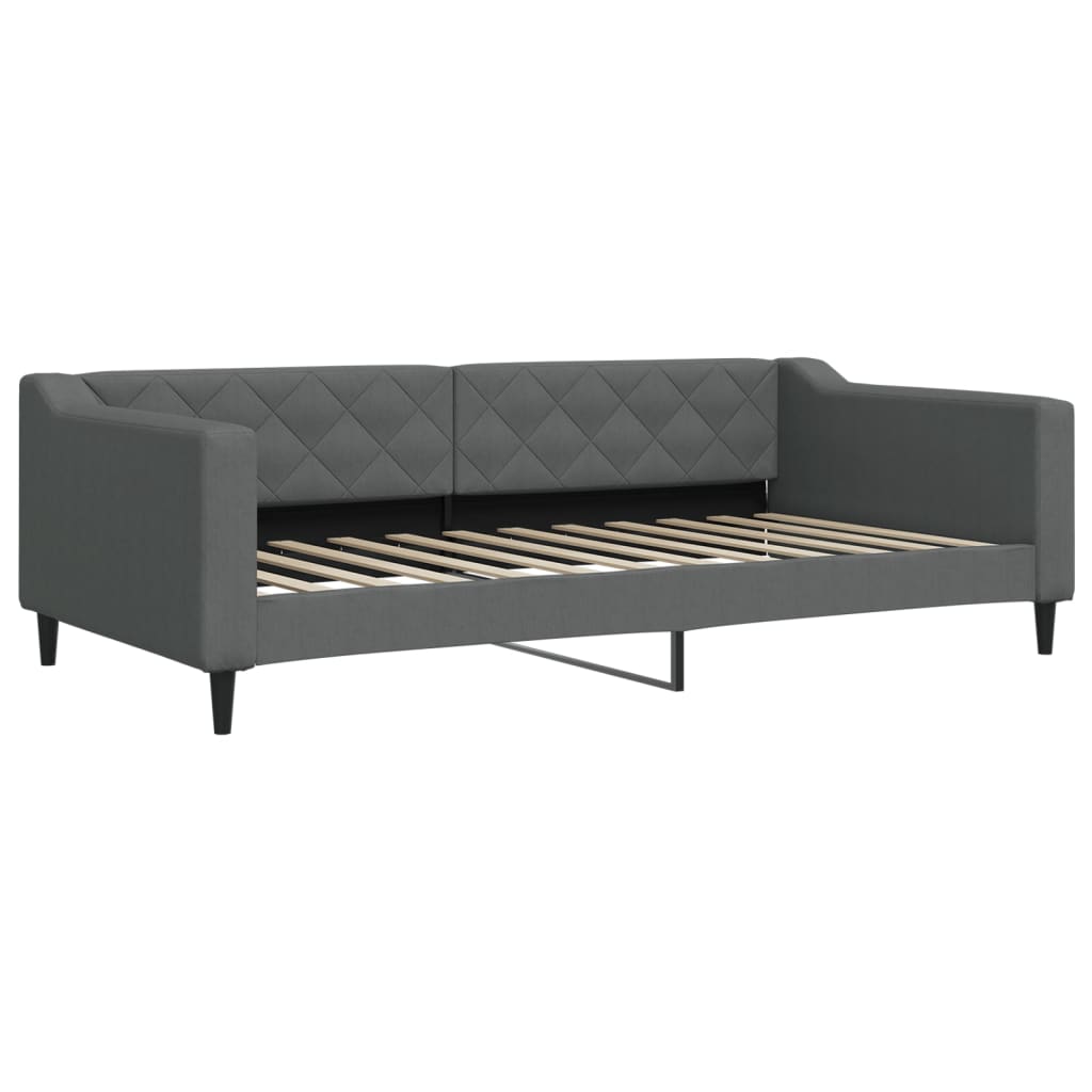 Lit de jour avec matelas gris foncé 100x200 cm tissu - XIOS