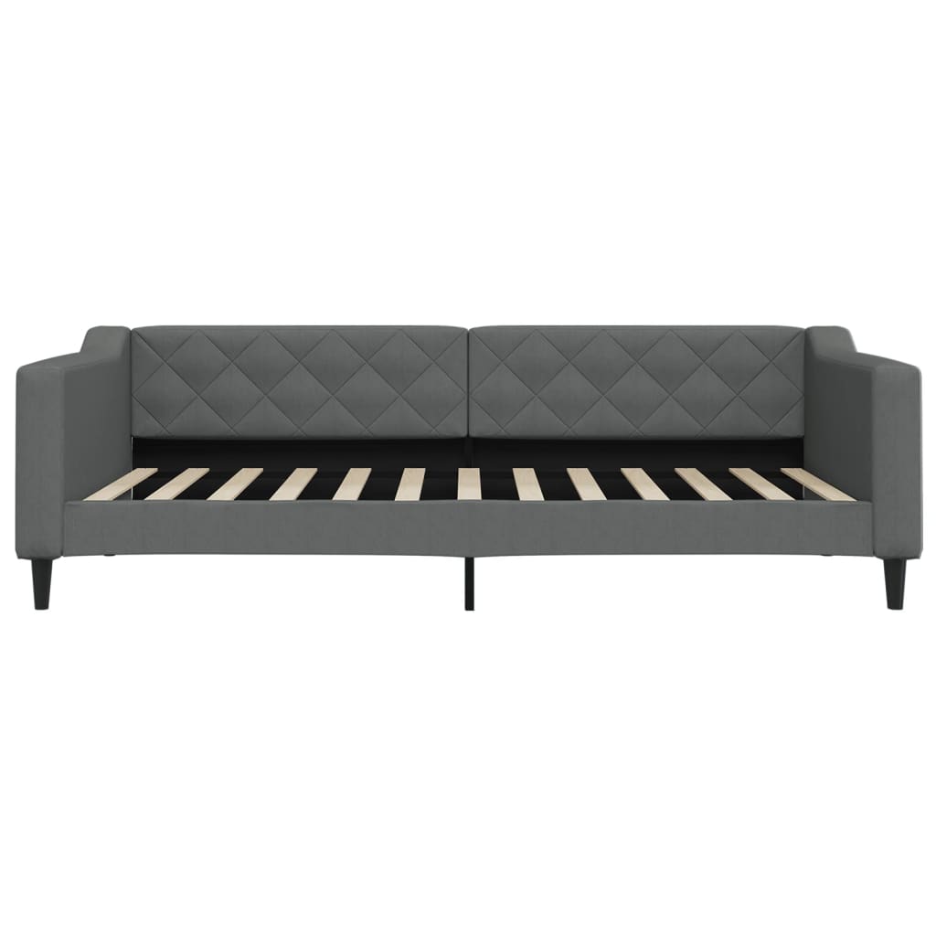 Lit de jour avec matelas gris foncé 100x200 cm tissu - XIOS