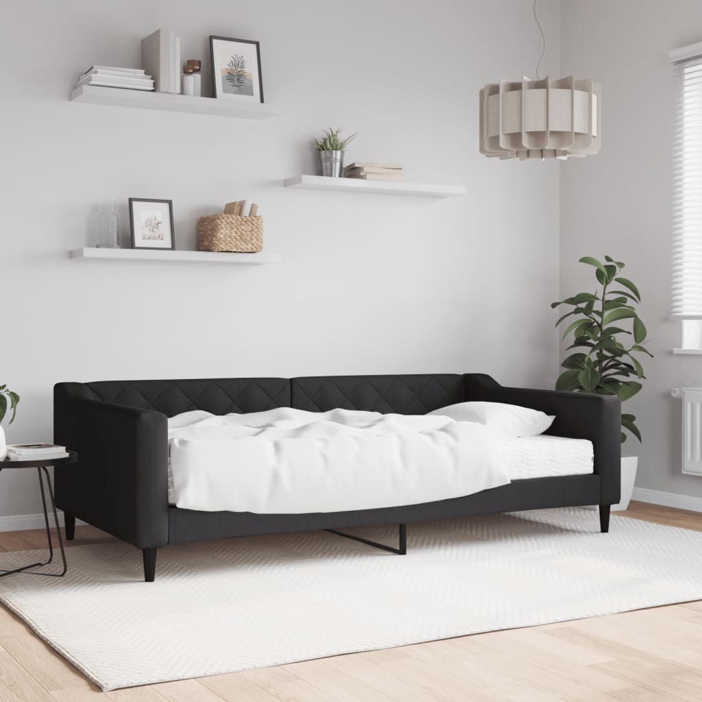 Lit de jour avec matelas noir 100x200 cm tissu - XIOS