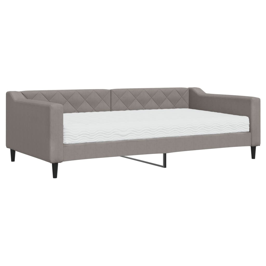Lit de jour avec matelas taupe 100x200 cm tissu - XIOS