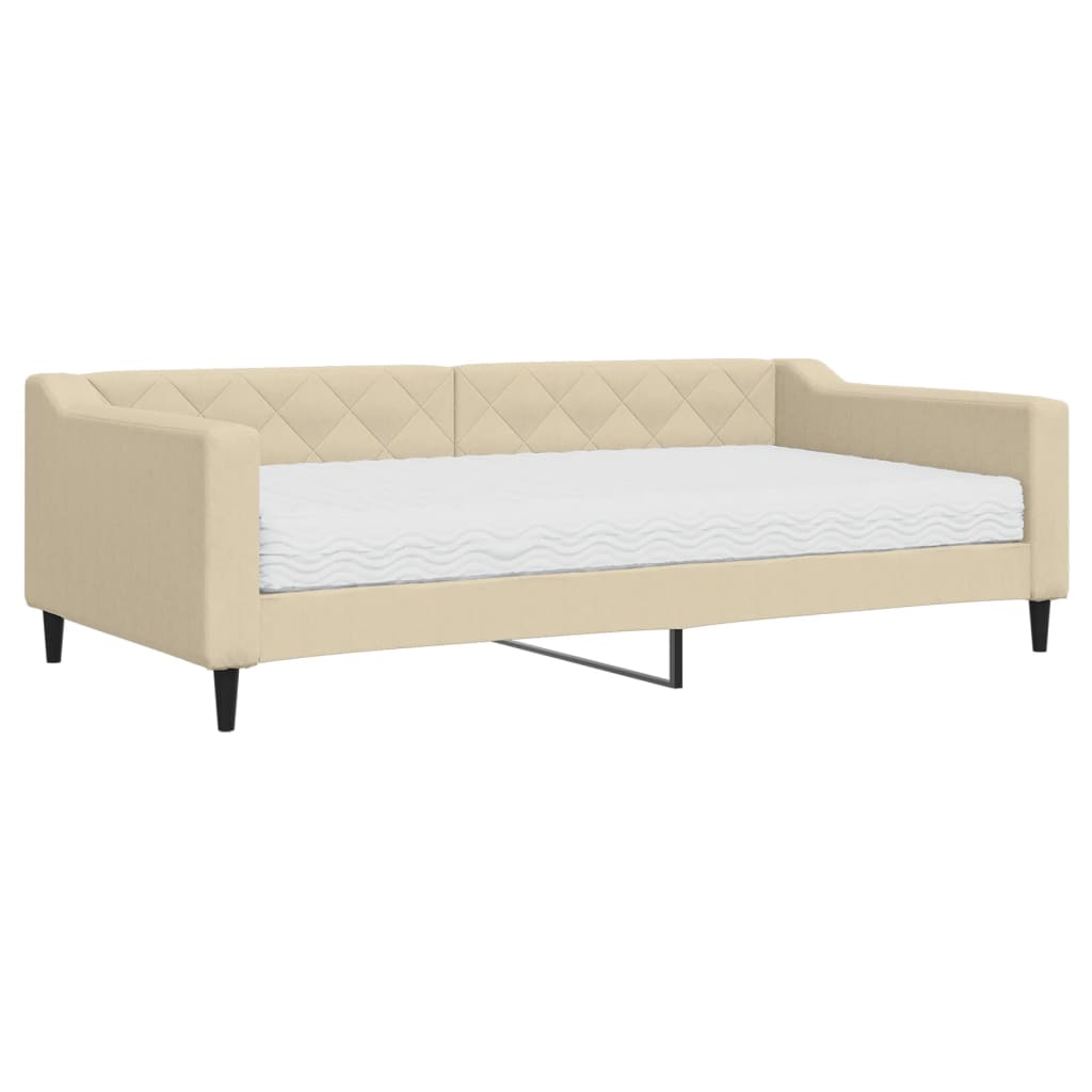 Lit de jour avec matelas crème 100x200 cm tissu - XIOS