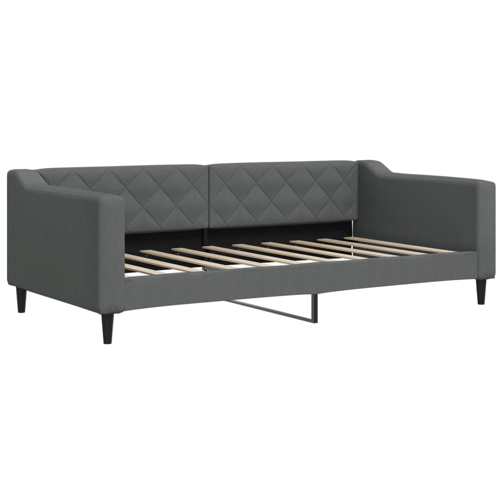 Lit de jour avec matelas gris foncé 90x190 cm tissu - XIOS