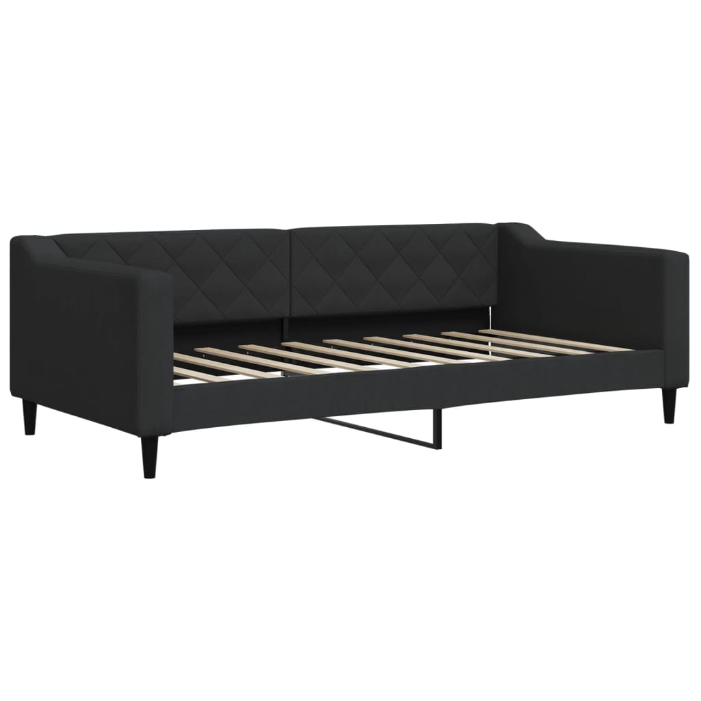 Lit de jour avec matelas noir 90x190 cm tissu - XIOS