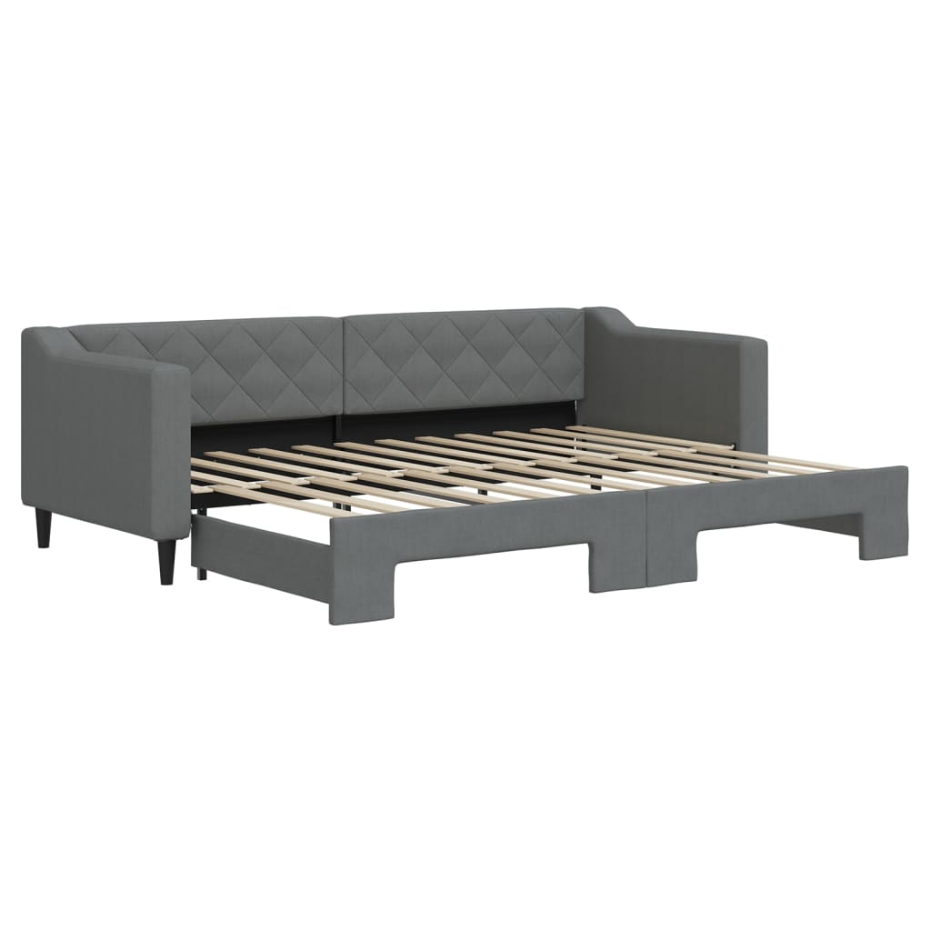 Lit de jour avec gigogne sans matelas gris foncé 80x200 cm - XIOS