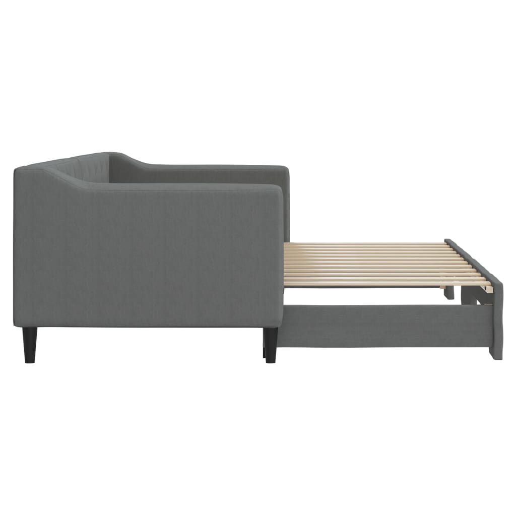 Lit de jour avec gigogne sans matelas gris foncé 80x200 cm - XIOS