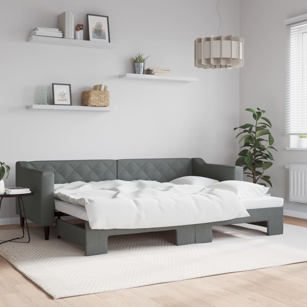 Lit de jour avec gigogne sans matelas gris foncé 80x200 cm - XIOS