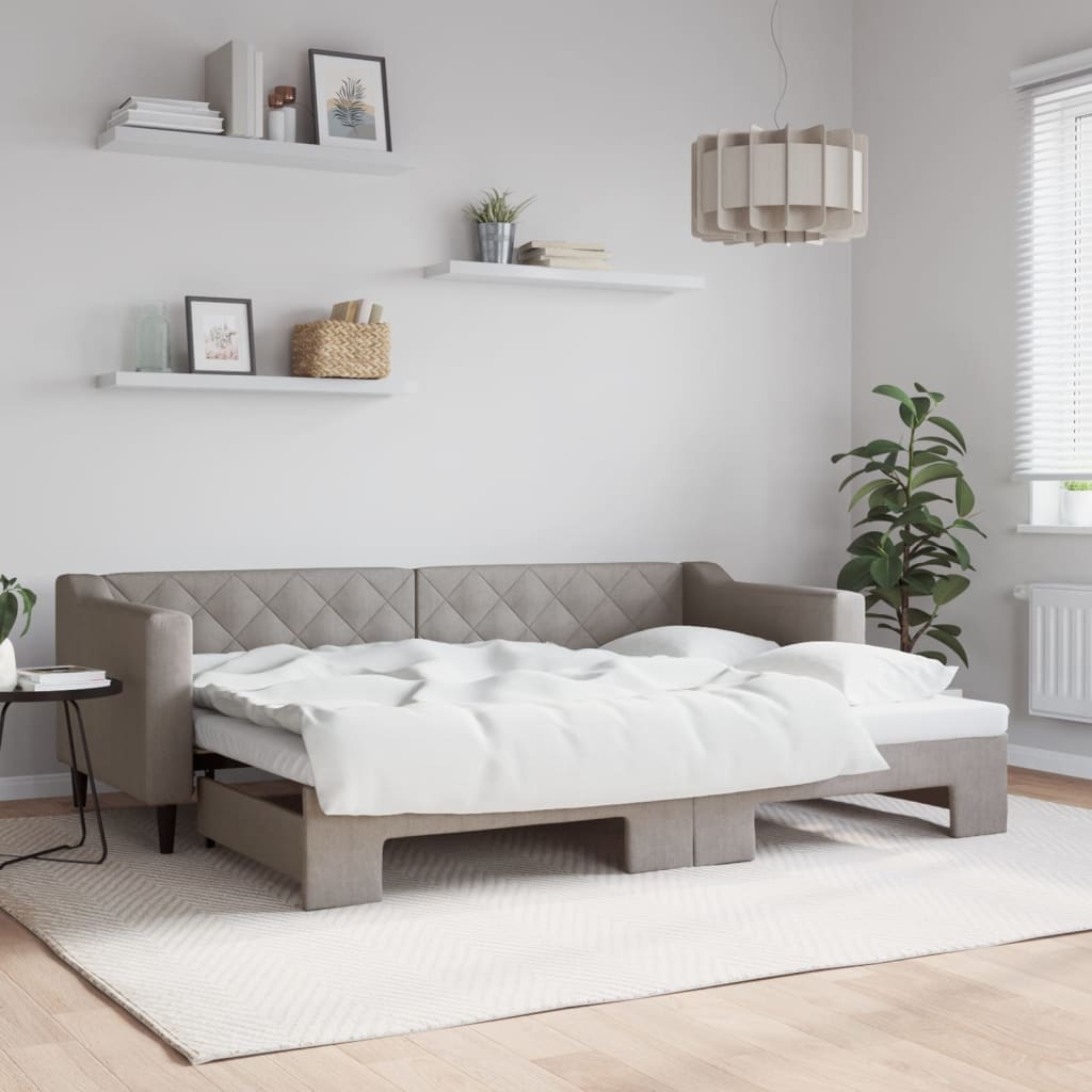 Lit de jour avec gigogne sans matelas taupe 80x200 cm - XIOS