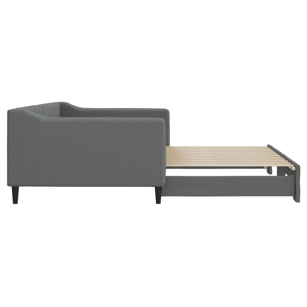Lit de jour avec gigogne sans matelas gris foncé 100x200 cm - XIOS