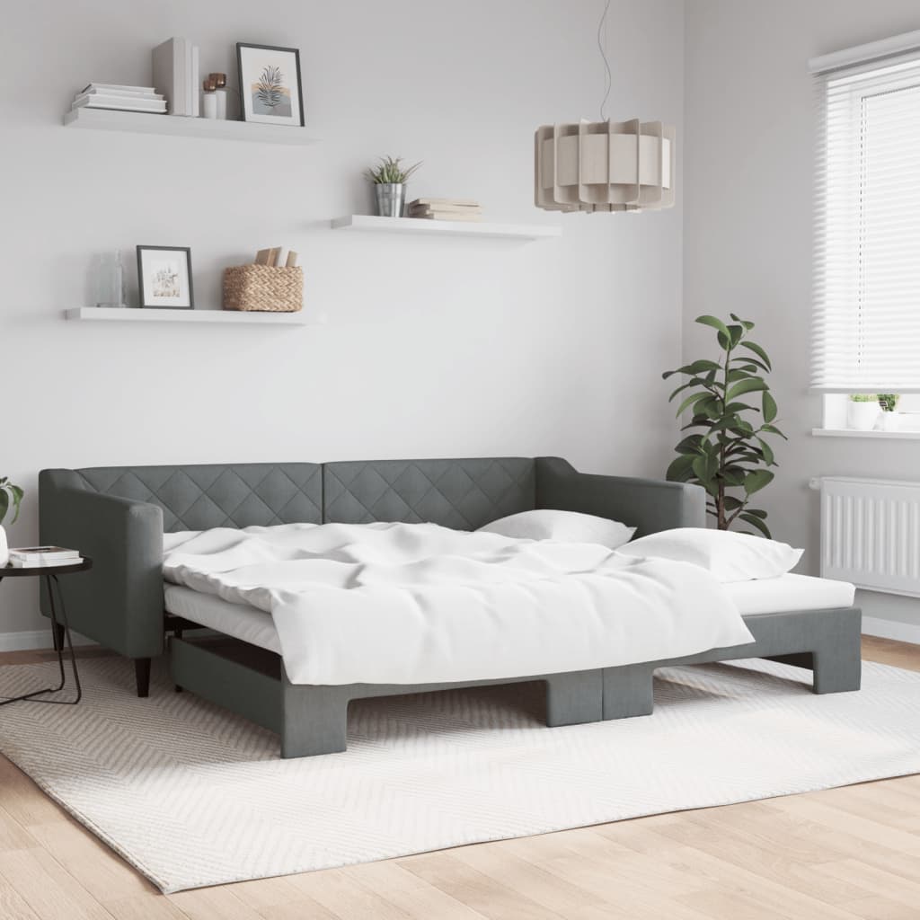 Lit de jour avec gigogne sans matelas gris foncé 100x200 cm - XIOS