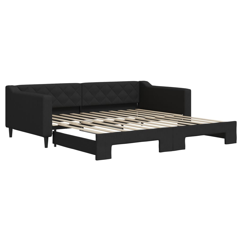 Lit de jour avec gigogne sans matelas noir 100x200 cm - XIOS