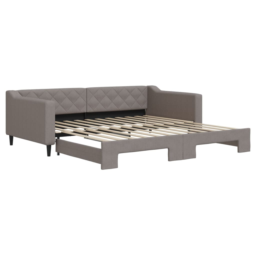 Lit de jour avec lit gigogne taupe 100x200 cm tissu - XIOS