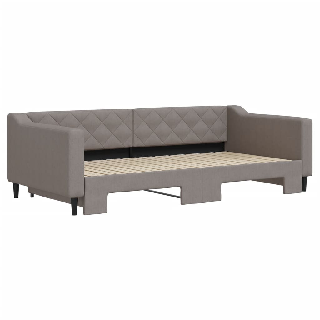 Lit de jour avec lit gigogne taupe 100x200 cm tissu - XIOS