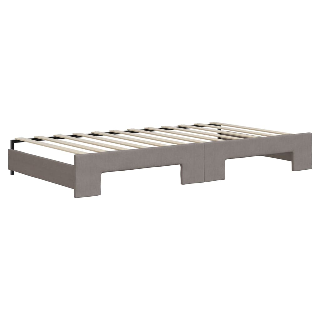 Lit de jour avec lit gigogne taupe 100x200 cm tissu - XIOS