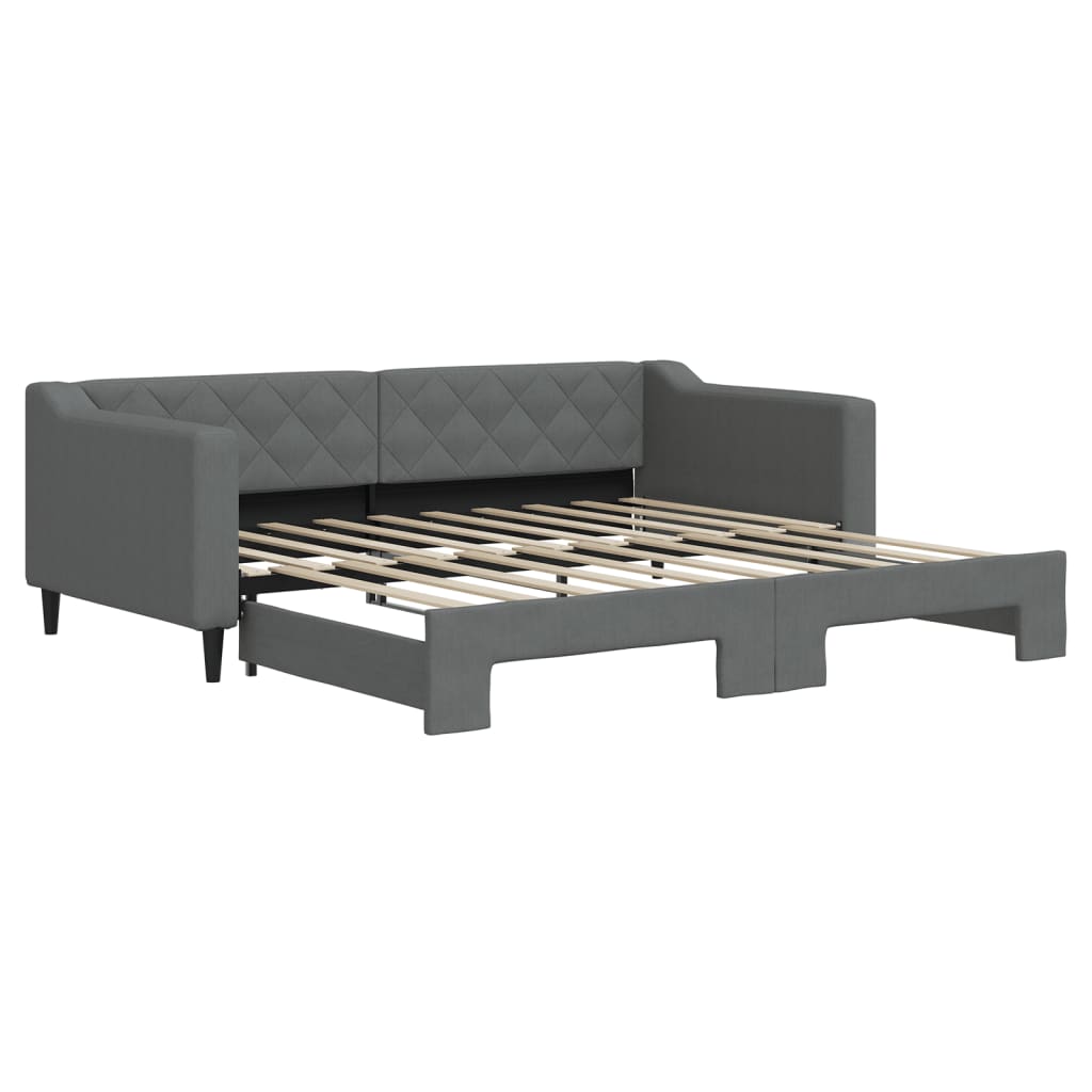Lit de jour avec gigogne sans matelas gris foncé 90x190 cm - XIOS