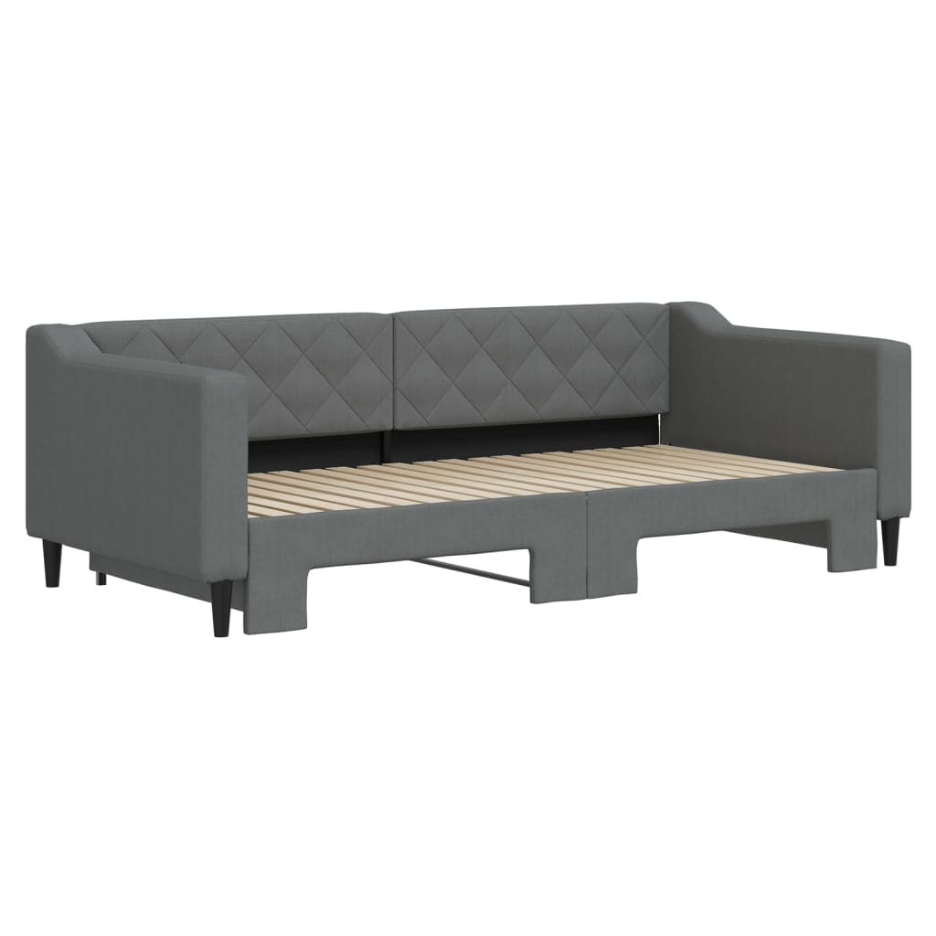 Lit de jour avec gigogne sans matelas gris foncé 90x190 cm - XIOS