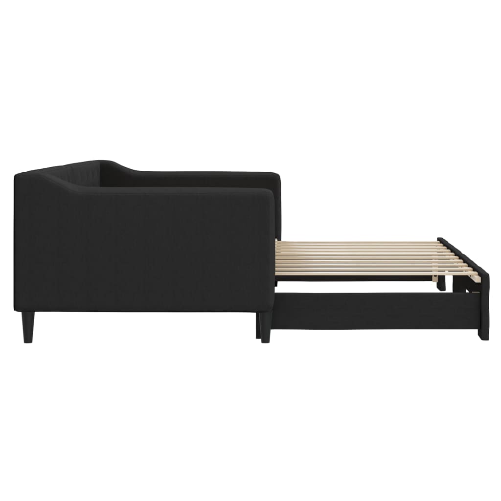 Lit de jour avec lit gigogne noir 90x190 cm tissu