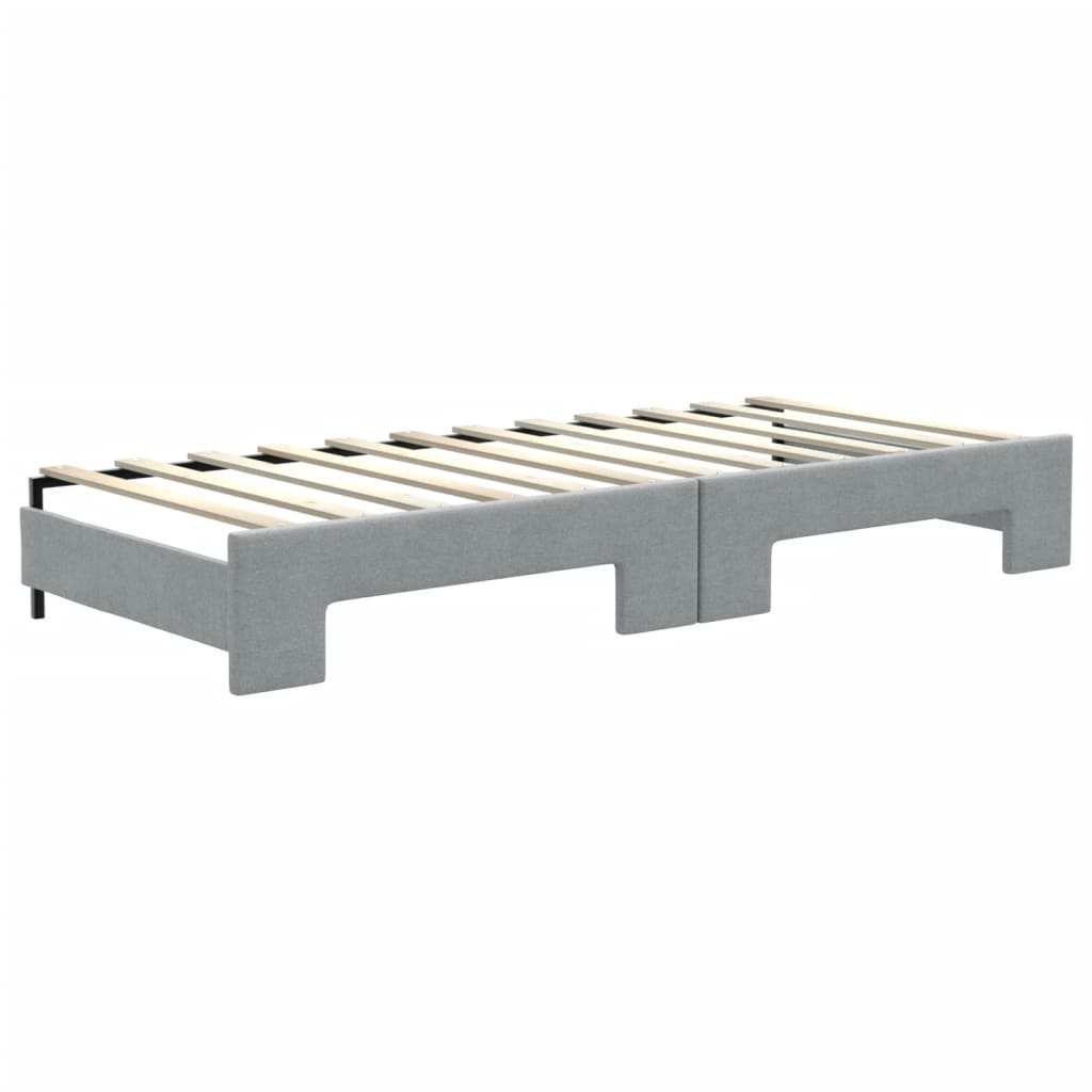 Lit de jour avec gigogne et matelas gris clair 80x200 cm tissu - XIOS