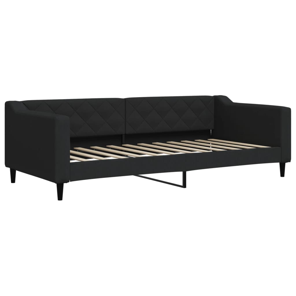 Lit de jour avec gigogne et matelas noir 90x200 cm tissu - XIOS