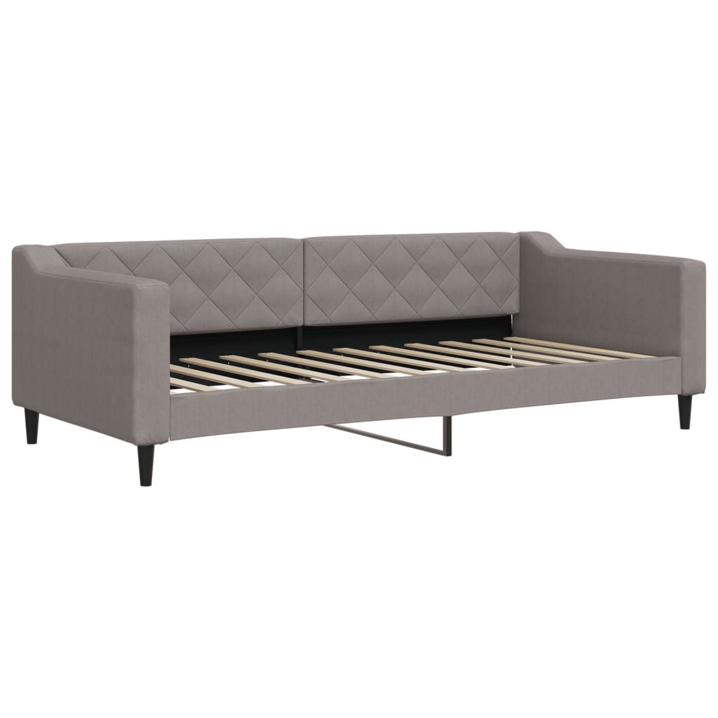 Lit de jour avec gigogne et matelas taupe 90x200 cm tissu