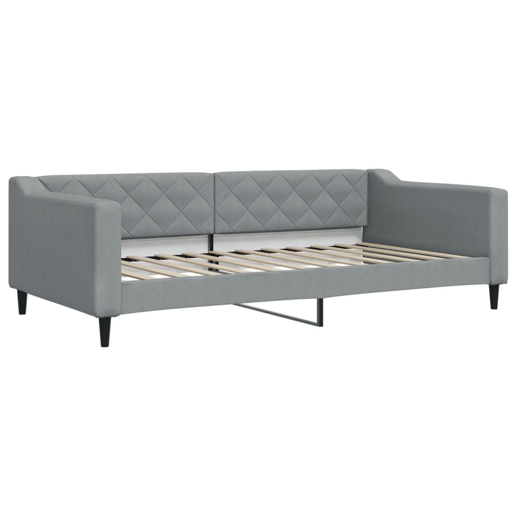 Lit de jour avec gigogne et matelas gris clair 100x200 cm tissu - XIOS