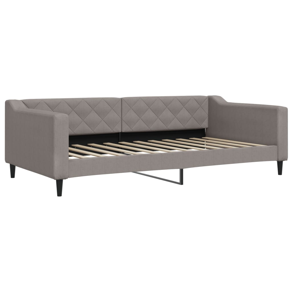 Lit de jour avec gigogne et matelas taupe 100x200 cm tissu - XIOS